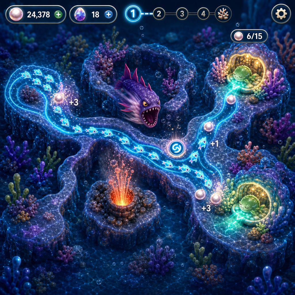Drawing current paths through a deep sea reef maze