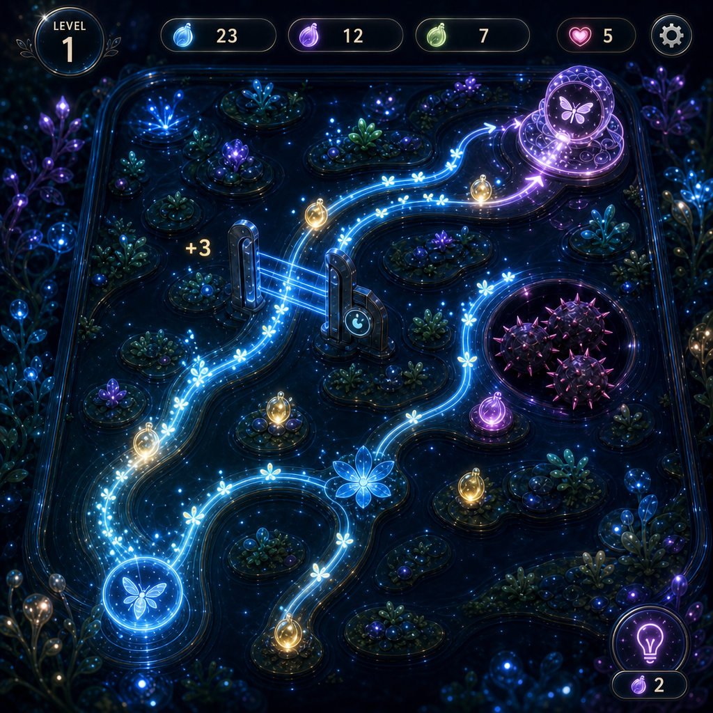 Drawing routes through the bioluminescent garden